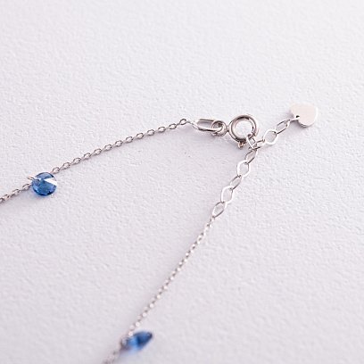 Браслет "Украинка" в белом золоте (синие и желтые фианиты) б05119 №5