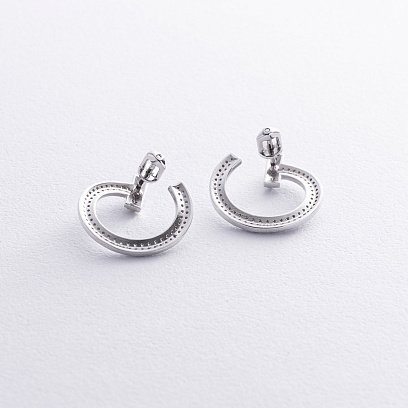 Сережки - пусети "Evelyn" у білому золоті (діаманти) сб0488м №7