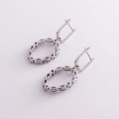 Срібні сережки з аметистами 2378/1р-AMET №3