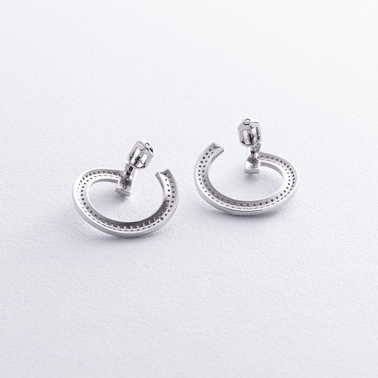 Сережки - пусети "Evelyn" у білому золоті (діаманти) сб0488м від ювелірного магазину Онікс - 6