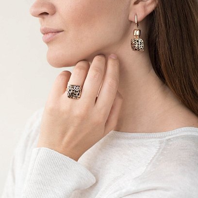 Золоті сережки з емаллю с05453 №5