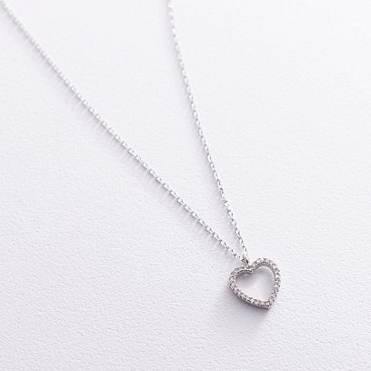 Срібне кольє "Серце" з фіанітами 181123