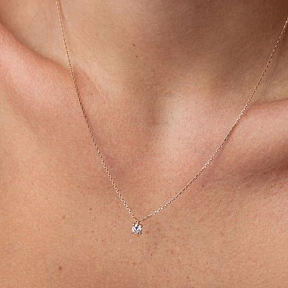 Золоте кольє з одним каменем (діамант) колб0113di №2