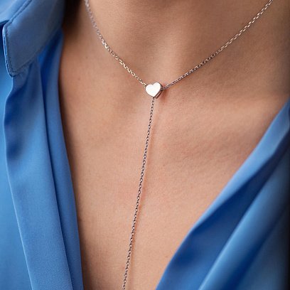Серебряное колье "Сердечко" (регулируемая длина) OR121165 №6