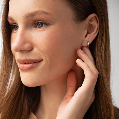 Серьги - кольца "Maya" в белом золоте с09186 №4