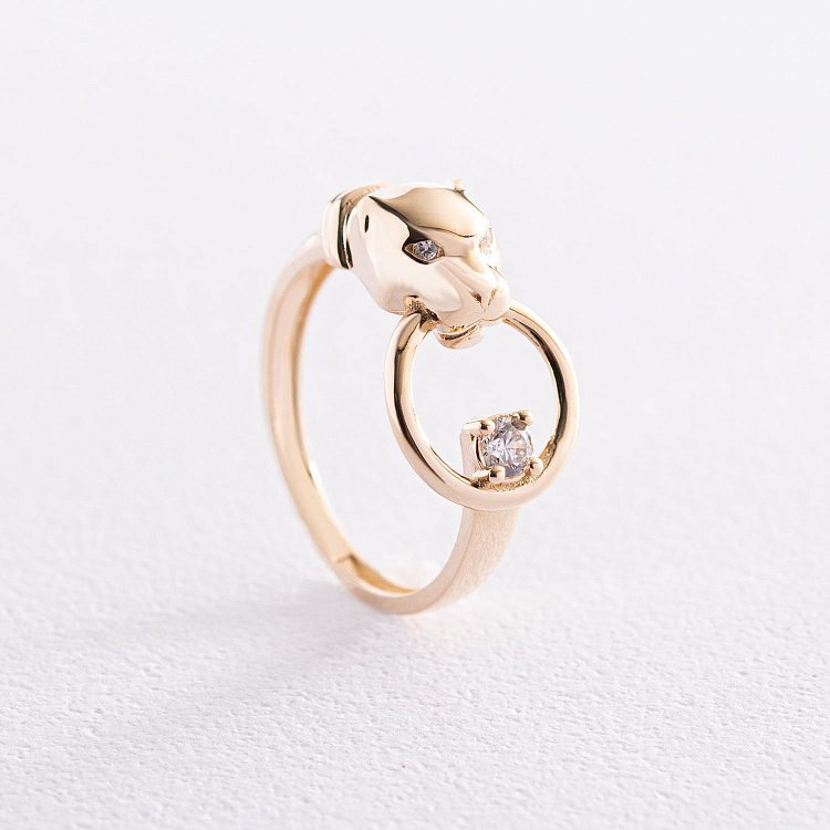 Кольцо "Пантера" в желтом золоте (фианиты) к06844 Кольцо "Пантера" в желтом золоте (фианиты) к06844 от ювелирного магазина Оникс