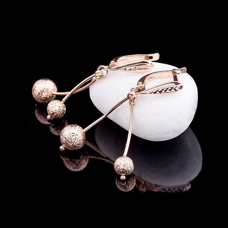 Золотые серьги "Шарики" с02968 от ювелирного магазина Оникс - 1