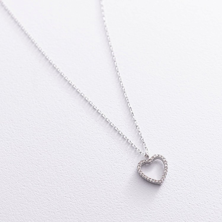 Срібне кольє "Серце" з фіанітами 181123 від ювелірного магазину Онікс