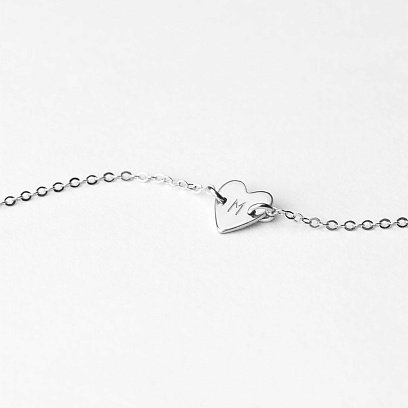 Серебряное колье Сердечко для гравировки 18994 №9