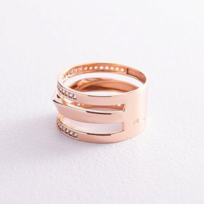 Кольцо в красном золоте (фианиты) к07077 №5