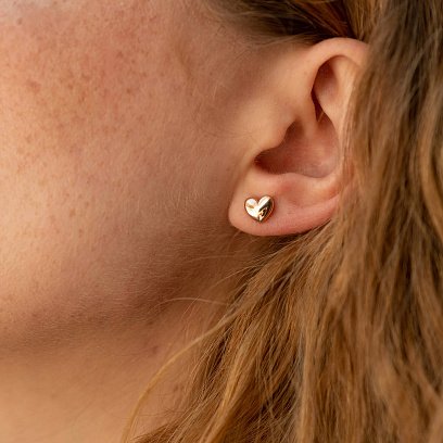 Золоті сережки-пусети "Сердечка" с06050 №2