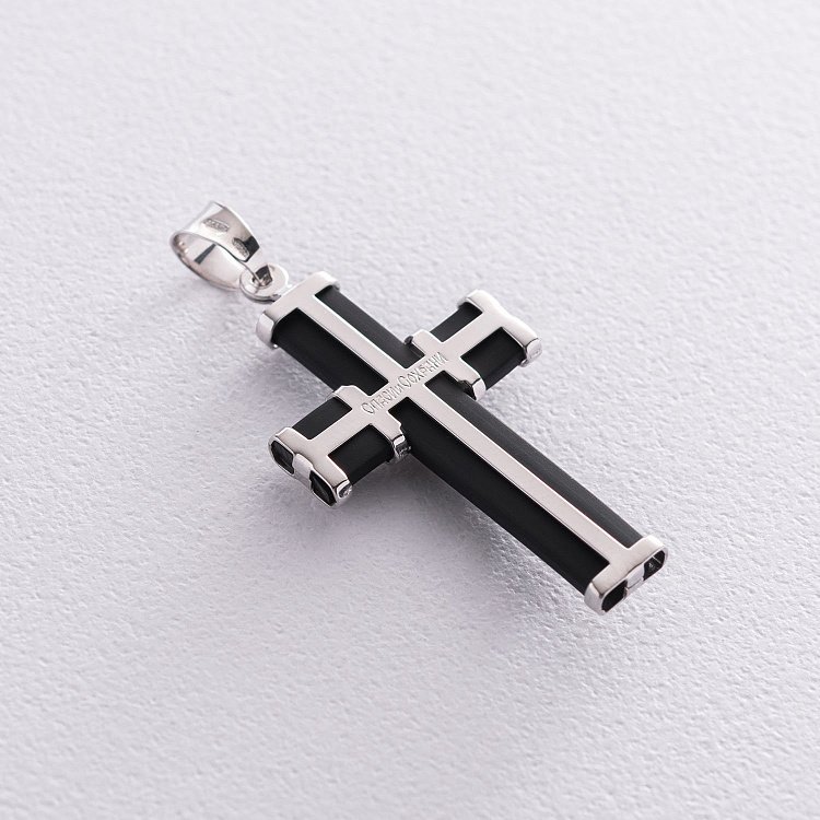 Православний хрест "Розп'яття. Спаси і Збережи" (каучук) 940011c від ювелірного магазину Онікс - 1