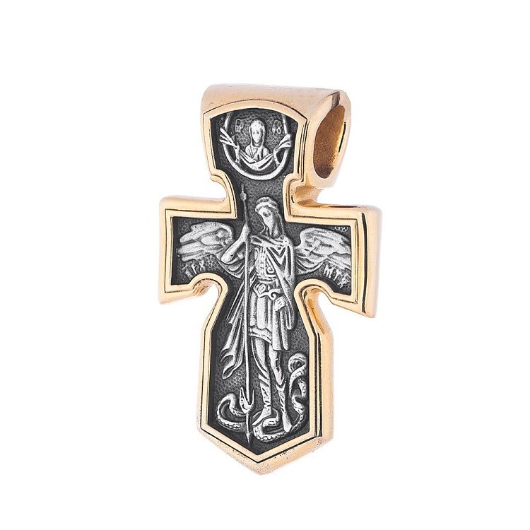 Срібний хрестик з позолотою і чорнінням 132391 від ювелірного магазину Онікс - 3