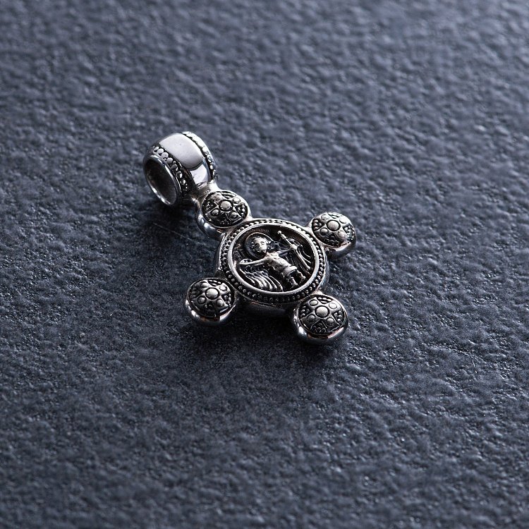 Золотий хрестик "Спас Нерукотворний. Ангел Охоронець" п03795 від ювелірного магазину Онікс - 1