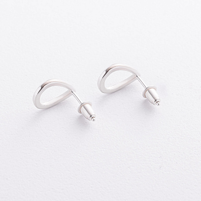 Серебряные серьги-пусеты "Капельки" 1.4*1.0 см 122499 №3