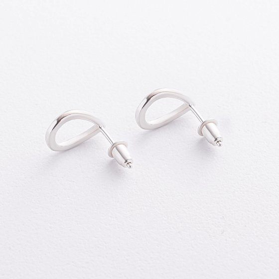 Серебряные серьги-пусеты "Капельки" 1.4*1.0 см 122499 №4