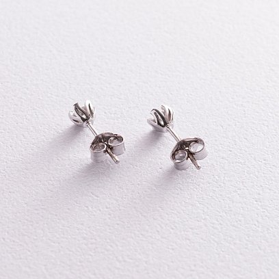 Золотые серьги - пусеты с фианитами с05849 №3