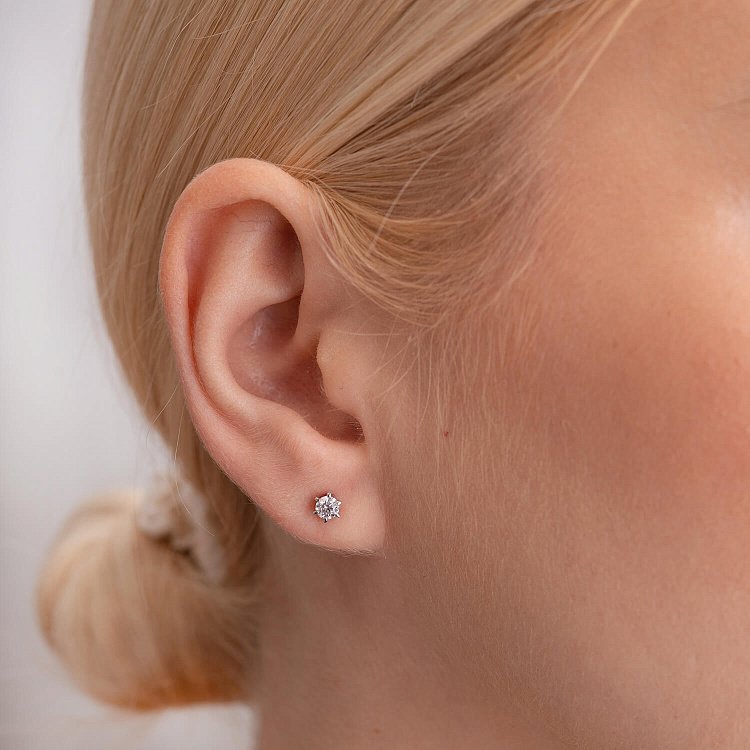 Золоті сережки - пусети з діамантами 316601121 від ювелірного магазину Онікс - 5