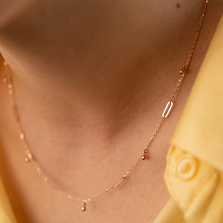 Колье с шариками в красном золоте кол02377 от ювелирного магазина Оникс - 5