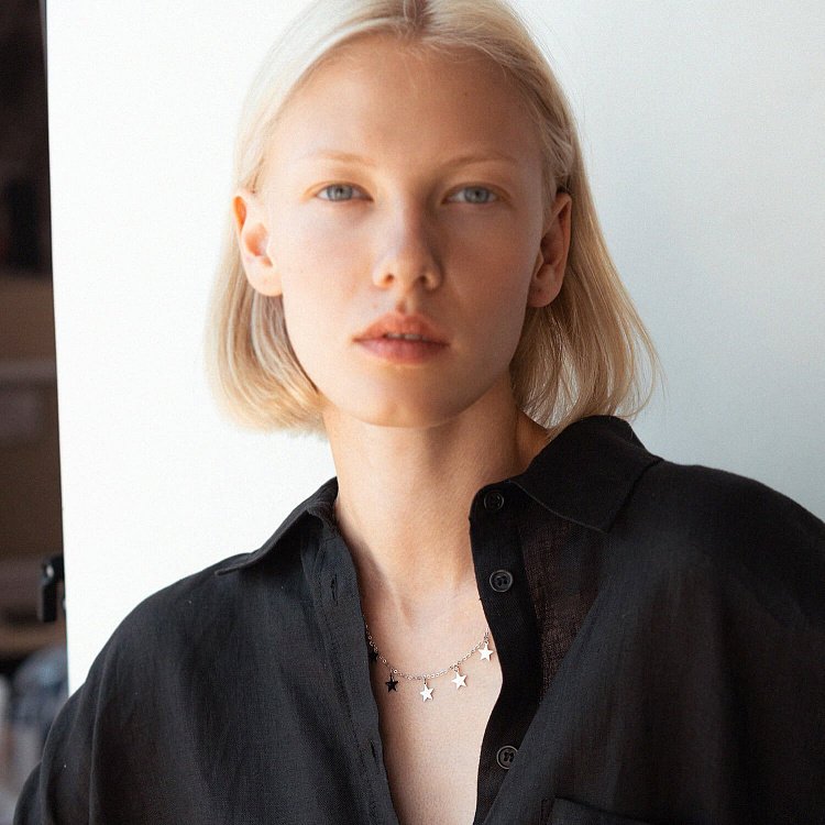 Срібне кольє "Зірочки" 181199 від ювелірного магазину Онікс - 5