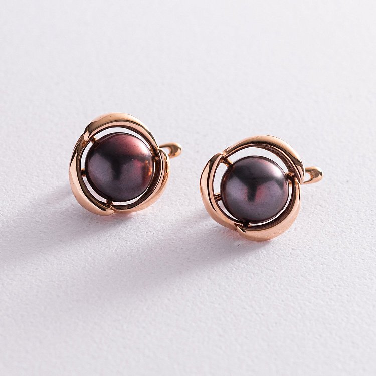 Золоті сережки з культ. прісн. перлами с01333 від ювелірного магазину Онікс