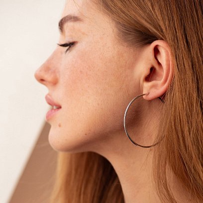 Серьги - кольца в белом золоте (4.8 см) с08772 №4