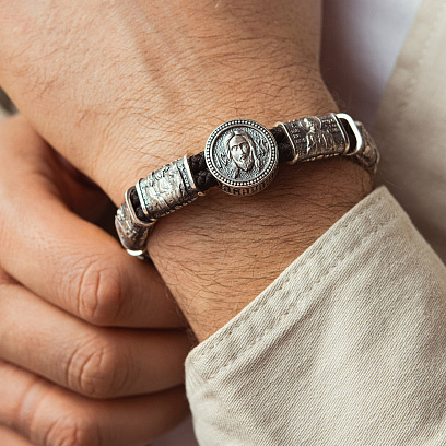 Серебряный браслет "Иисус Христос. Спаси и Сохрани (на укр. языке) 1698 №2