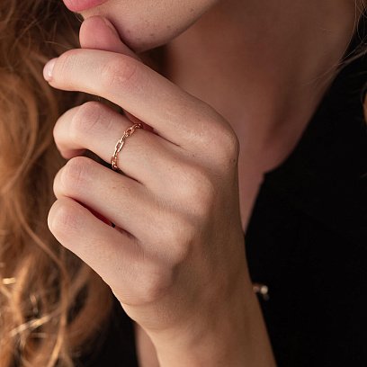 Кольцо "Цепочка" в  красном золоте к07120 №7