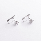 Серьги - пусеты в белом золоте (бриллианты) сб0714sm от ювелирного магазина Оникс - 2