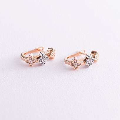 Золотые серьги "Клевер" с05926