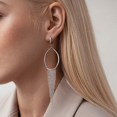 Срібні сережки "Дощ" 122325 №3