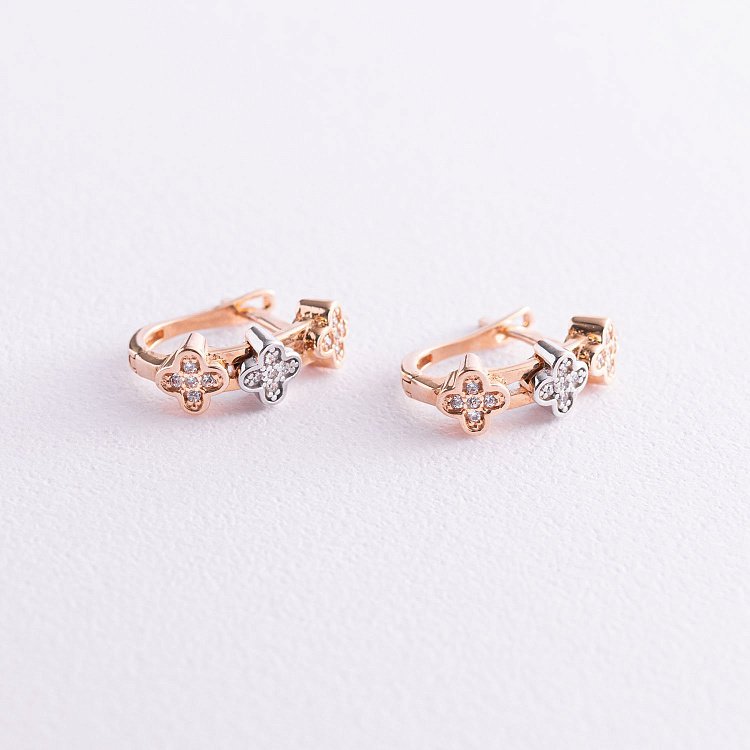 Золотые серьги "Клевер" с05926 Золотые серьги "Клевер" с05926 от ювелирного магазина Оникс