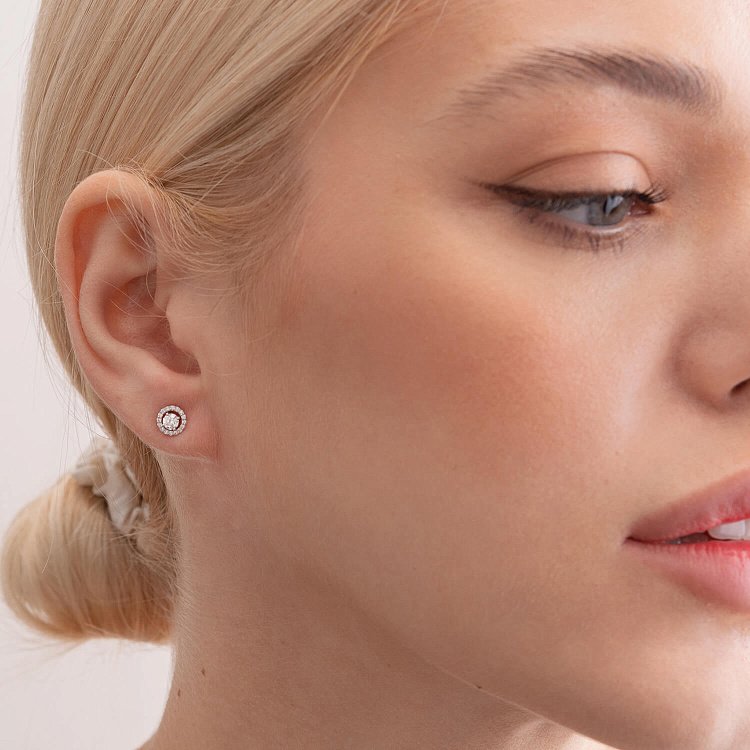 Золотые серьги - пусеты 2 в 1 с бриллиантами 330671121 от ювелирного магазина Оникс - 1