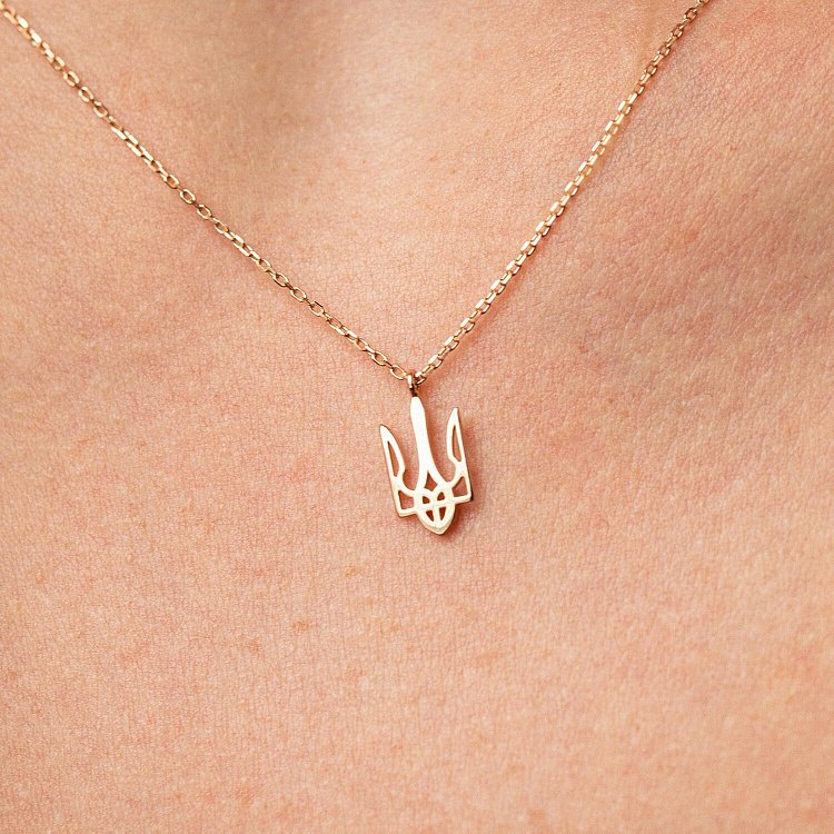 Кольє "Герб України - Тризуб" в червоному золоті (маленький) кол02335 від ювелірного магазину Онікс - 3