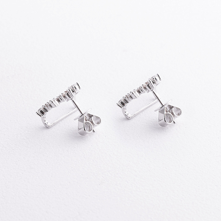 Серьги - пусеты в белом золоте (бриллианты) сб0714sm от ювелирного магазина Оникс - 2