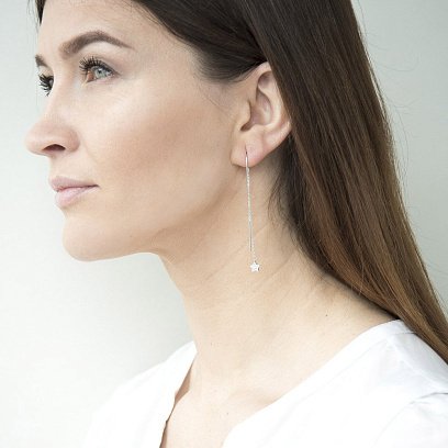 Золоті сережки-протяжки "Зірки" (фіаніти) с05281 №3