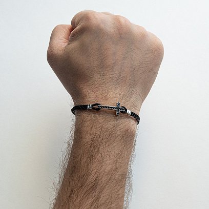 Чоловічий браслет "Хрест" з чорною шпінеллю ZANCAN SXB010-NE №2