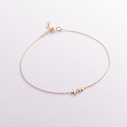 Золотий браслет "Love" на ногу б04864 №2