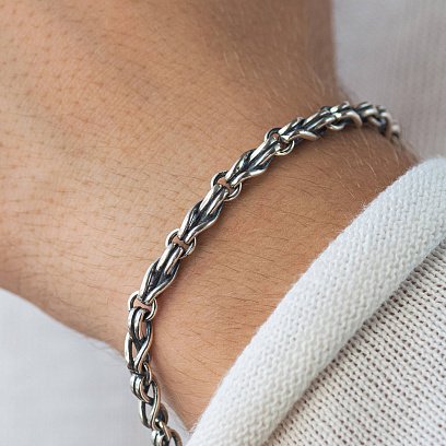 Чоловічий срібний браслет "Нескінченність" 141655 №2