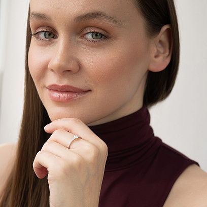 Помолвочное золотое кольцо с бриллиантами кб0601ri №8