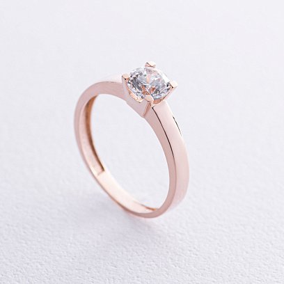 Помолвочное золотое кольцо с фианитом к05751