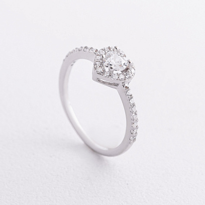Серебряное кольцо "Сердечко" с фианитами 901-01568 №2