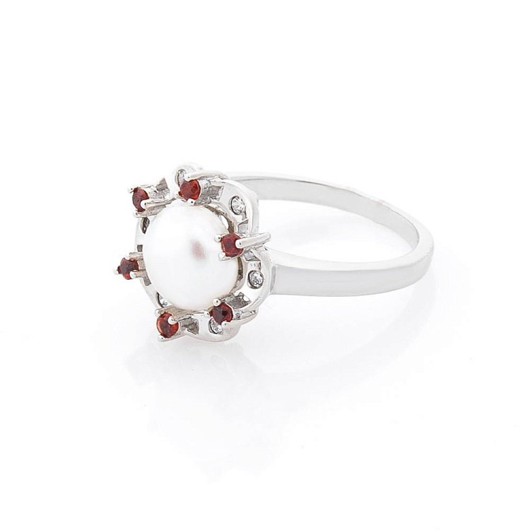 Срібний перстень (культ. прісн. перли, фіаніт) 111168 від ювелірного магазину Онікс - 1