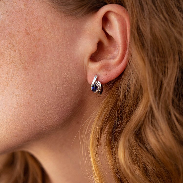 Золоті сережки з діамантами і сапфірами сб0016 від ювелірного магазину Онікс - 3