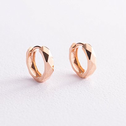 Серьги - кольца "Джоанна" в красном золоте с07217