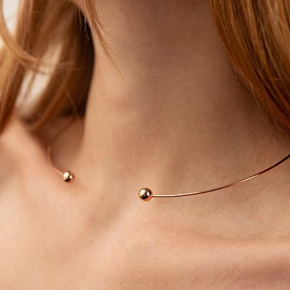 Кольє - чокер "Miley" (червоне золото) з кульками кол02540 №4