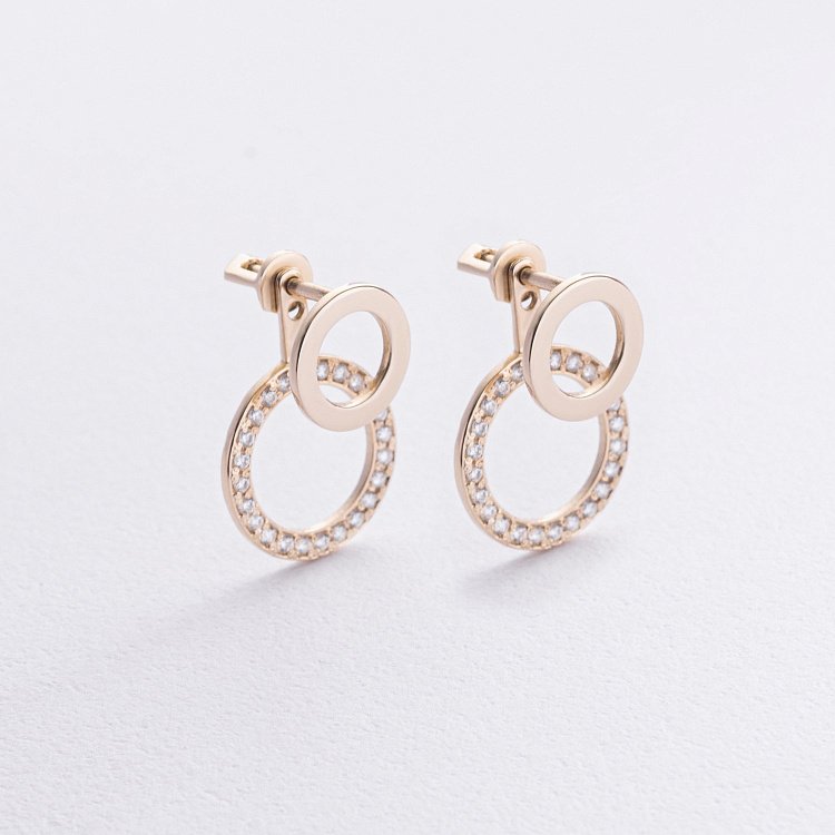 Сережки - джекети "Sophia" у жовтому золоті (фіаніти) с09095 від ювелірного магазину Онікс - 1