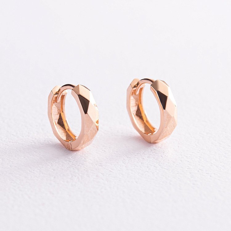 Серьги - кольца "Джоанна" в красном золоте с07217 от ювелирного магазина Оникс