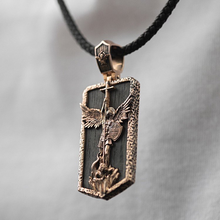 Золотий кулон "Архангел Михаїл" з ебеновим деревом 1265к від ювелірного магазину Онікс - 8