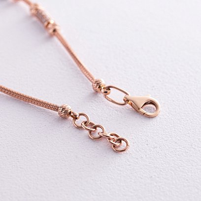 Золотой браслет "Сердечко с ключиком" (фианит) б04007 №6